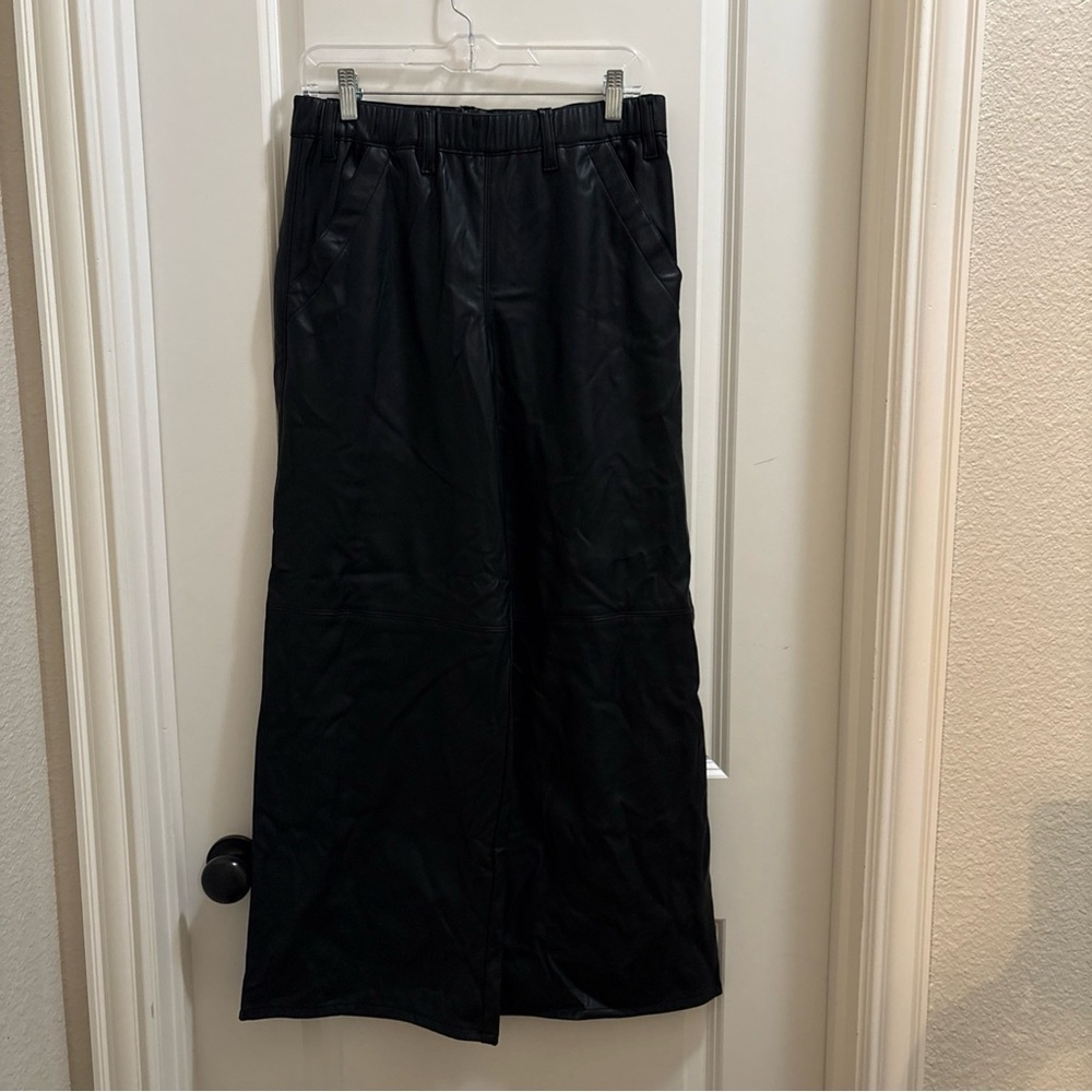 We The Free Free People Night Ride Pull On Wide Leg Pants Faux Leather Chic - Picture 3 of 5
